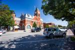 downtown view toward Collingwood Town hall in summertime with vibrant colors.