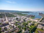 aerial view of Collingwood's quaint downtown core