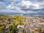 aerial view of Collingwood's quaint downtown core