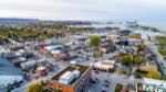 aerial view in autumn showing downtown collingwood area.