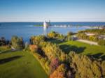 collingwood downtown view of the park and bay in autumn, aerial perspective