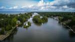 view of nancy island from aerial perspective in wasaga beach